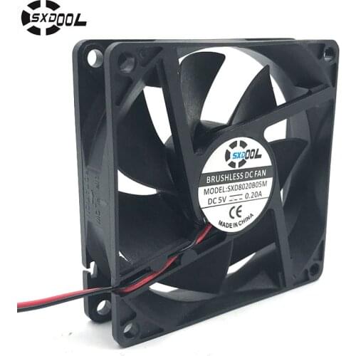 Original SXDOOL SXD8020B05M 80*80*20mm DC5V 0.20A 2600RPM 27CFM 30DBA axial cooling fan