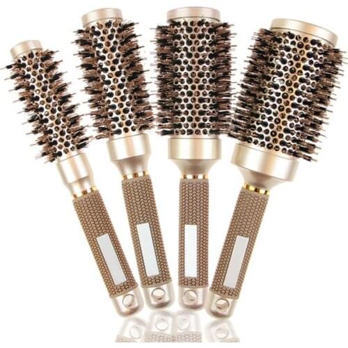 4 Sizes Pro Hair Dressing Brushes Ceramic Iron Round Hair Comb Magic Hairdressing Curling Hairbrush Combs Hair Salon Tool