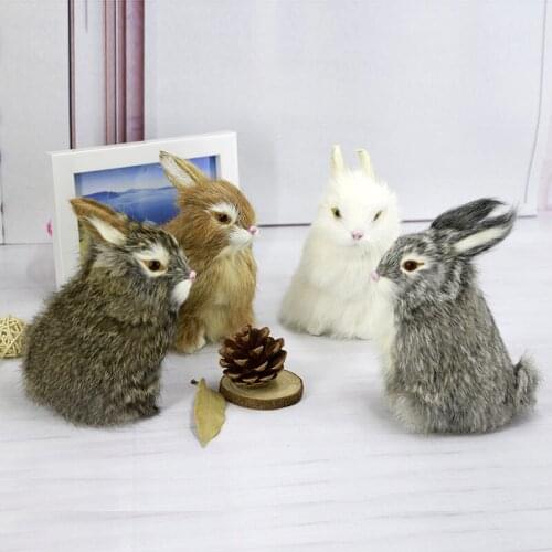 Realistic Rabbits Models Children Plush Animals Toys Cute Lifelike White Gray Yellow Brown Color Rabbits Home Creative Ornament