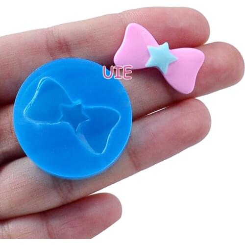 FYL518U 22.4mm x 12.8mm Bowknot Bow Silicone Mold Fondant Cake Decoration Candy Resin Clay Earrings Necklace Craft Soap Candle