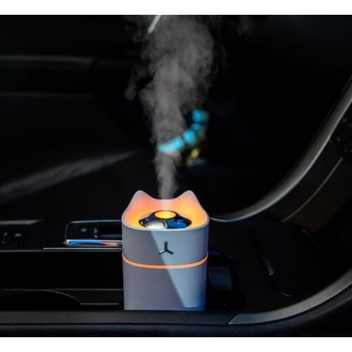 280ml Adorable Cat Ultrasonic Air Humidifier For Car Air Purify Freshner USB Aroma Diffuser Fogger Color Lamp Humidificador