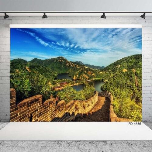 Great Wall Mountains Lake Photography Background Vinyl Cloth Backdrop for Children Baby Portrait Scenic Photophone Photo Studio