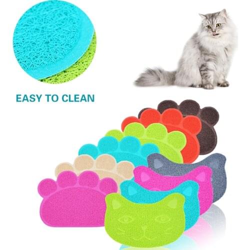Waterproof Pet Cat Litter Mat Cute Claw Shape Feeding Pad PVC Easy Cleaning Double Layer Cats Toilet Mats for Pet Cats Supplies