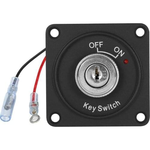 VODOOL Car Interior Parts DC 12V 10A Ignition Switch 2 Position ON/OFF Key Switch with Panel+2 Keys Red power indicator