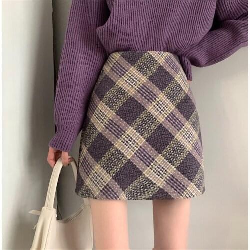 Plaid Skirt Womens New High Waisted And Versatile Short Skirt With Thin Buttocks In Spring 2021