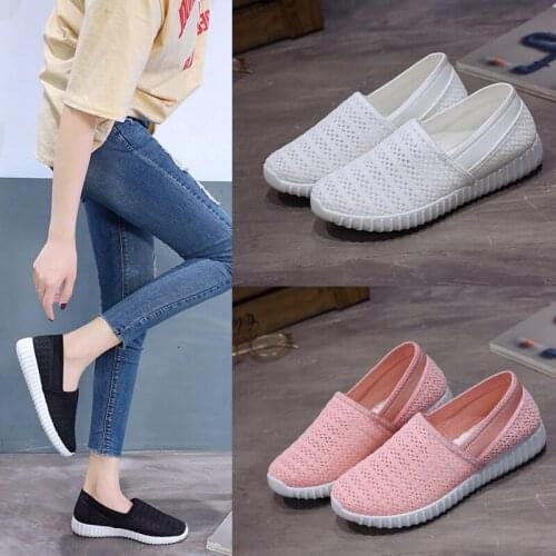 Summer womens breathable mesh casual shoes fashion flats shoes women shallow white slip-on loafers shoes ui890