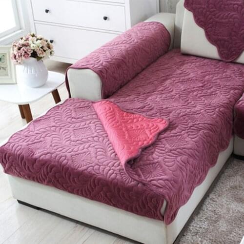 1/2/3-seater Short Plush Sofa Towel Winter European-style Brief Sofa Cover Solid Non-slip Couch Cover Universal for Living Room