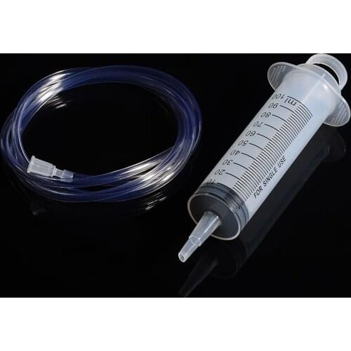 1pcs Plastic Large Syringe Hypodermic 100ml with 120cm Tube for Hydroponics Lab Medical Tool Nutrient Measuring