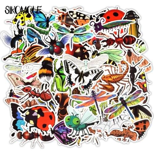 50PCS Animals Simulated Insect Cartoon Stickers For Car Case Styling Bike Motorcycle Phone Laptop Luggage DIY TOY Sticker F4