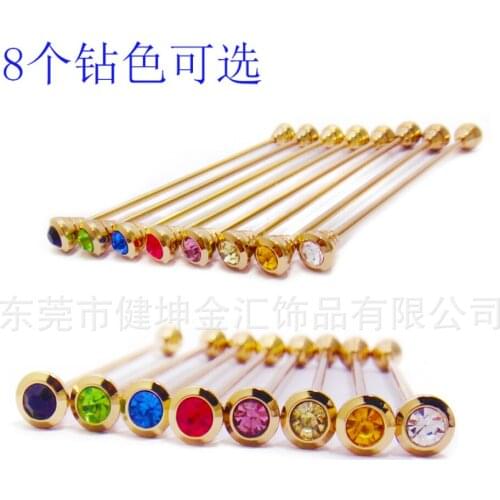 20pcs/lot Crystal Tie Collar Bar Gold Angle Collar Pin Barbell Lapel Collar Sticker Men Womens Jewelry Accessory Wholesale