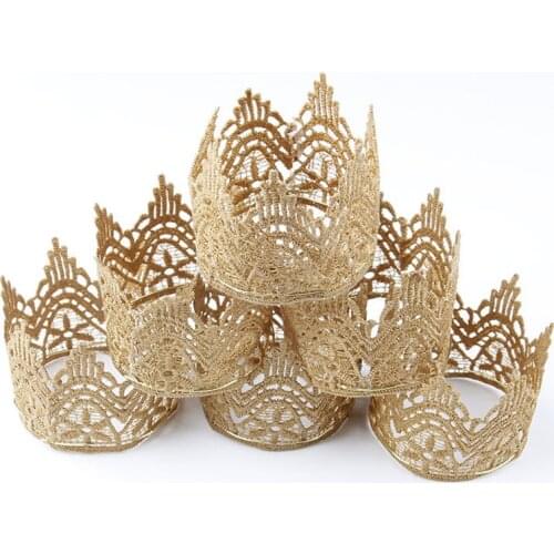 30pcs/lot Flower Lace Crown For Kids Headbands Princess Crown Floral Head Wreath Birthday Hair Accessories Girls Hair Ornaments