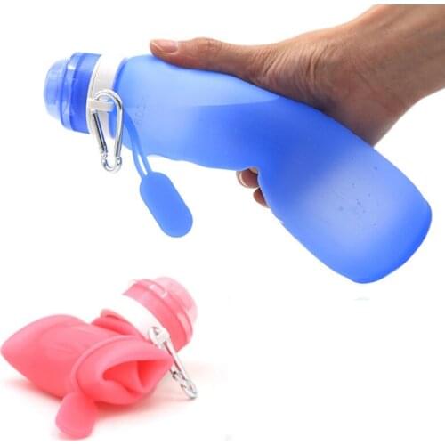 600ml Silicone Folding Water Bottle Travel Bottle Convenient Anti-scalding Sports Outdoor Water Insulated Portable Supplies