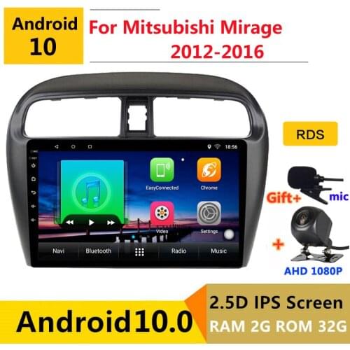 Android 10.0 car radio auto stereo for Mitsubishi Mirage Attrage 2012 2014 2015 - 2018 navigation GPS DVD Multimedia Player