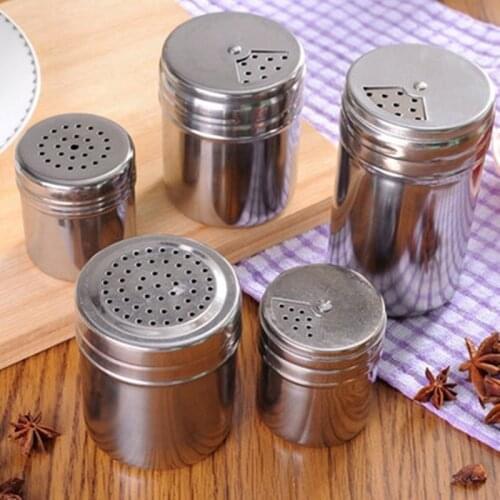 Stainless Steel Lid Pot Seasoning Bottle BBQ Pepper Salt Jars Kitchen Supplies And Materials Saltcellar Rotational Regulation