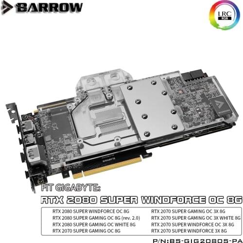 Barrow Gpu Water Blok Voor Gigabyte Rtx 2080 Super Gaming Oc Windkracht Volledige Cover Gpu Koeler BS-GIG2080S-PA