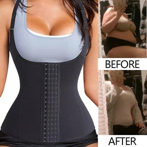Waist Trainer Vest Body Shaper Hook Slimming Corset Tummy Reducing Sheath Women Shapewear Underbust Tank Top Adjustable Strap