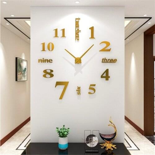 Large Wall Clock Sticker Diy 3d Silent Digital Modern Design Wall Clock Living Room Home Office Decoration Christmas Gifts