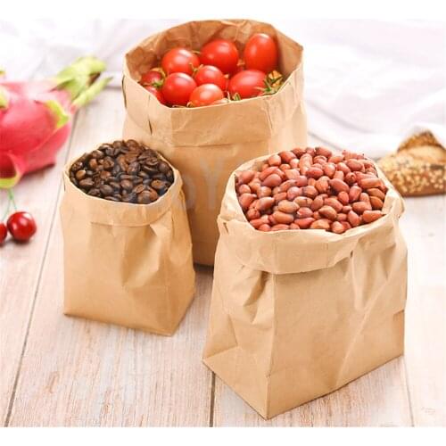 30/50/100PCS Fine kraft paper bag food holiday gift bag for sandwich bread candy recyclable party bag dry packaging paper bag