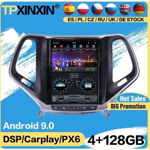 Carplay Tesla 128G Radio 2 Din With Android For Jeep Cherokee 2010 2011 2012 2013 2014 2015 2016 2017 GPS Player Audio Head Unit