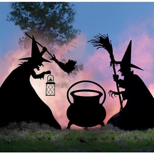 Halloween Black Witch Boiler Silhouette Insert Card Yard Garden Lawn Flower Pot Piling Decoration Halloween Party Decoration