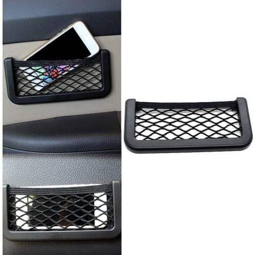 Black Car Organizer Storage Mesh Sticky Hanging Bag Auto Seat Back 17*8cm Plastics Paste Net Pocket For Wallet Keys Pens Phone