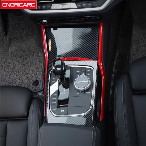 Center Console Gear Shift Frame Decoration Cover Trim Carbon Fiber Color 6Pcs For BMW 3 Series G20 G28 2020 LHD ABS Car Styling