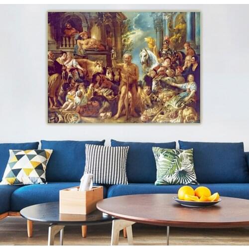 Jacob Jordaens《Diogenes looking for an honset man》Canvas Oil Painting Art Aesthetic Picture Wall Hanging Decor Home Decoration