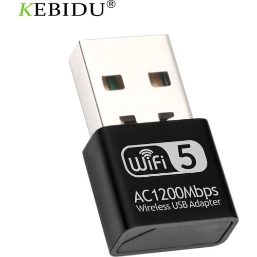 KEBIDU 1200Mbps Mini USB 2.0 Wifi Network Card Wifi Adapter Dual Band 5.8G/2.4GHz Wireless AC USB Adapter For PC Desktop Laptop