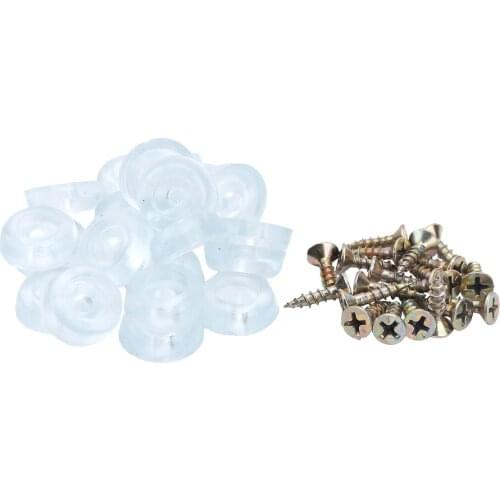 20 Round Rubber Feet Bumper Set Nonslip Sofa Bed Foot Cups Anti-Skid Table Chair Leg Protect Caps with Screws Furniture Hardware
