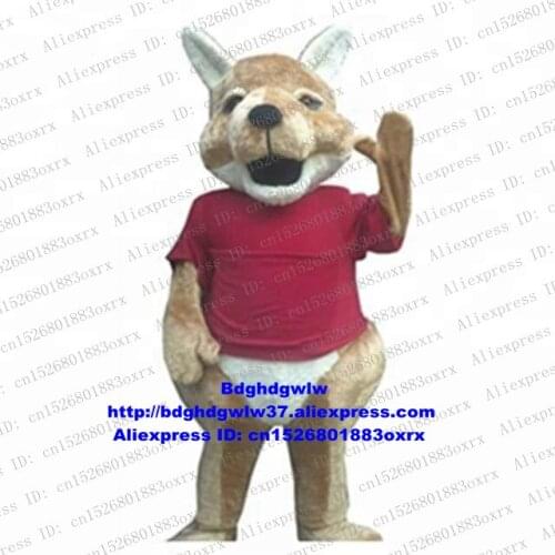 Brown Long Fur Ace Kangaroo Roo Mascot Costume Adult Cartoon Character Outfit Open Business Advertisement Publicity zx2700