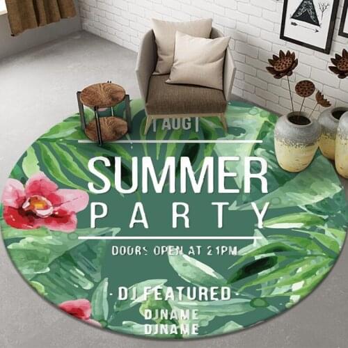 Rainforest Style Palm Leaves Bedroom Bedside Rug Home Floor Area Rug Doormat Anti-slip Chair Mat Round Living Room Carpets