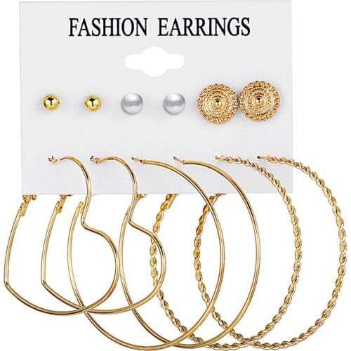 LIMARIO Korean Tassel Acrylic Pearl Love Big Circle Earrings For Women Geometric Round Drop Earrings Set Fashion Jewelry