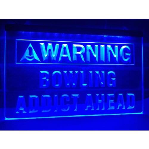 M886TM Warning Bowling Addict Ahead Neon Light Sign. Advertising. led panel, Free Shipping, Wholesale