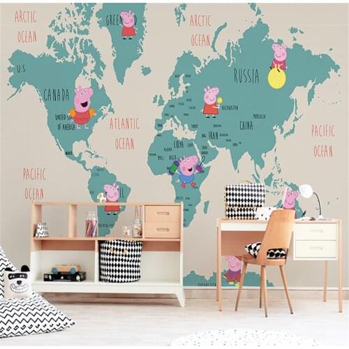 Milofi custom cute animal piggy simple wallpaper cartoon childrens room kindergarten kids early education room wallpaper mural