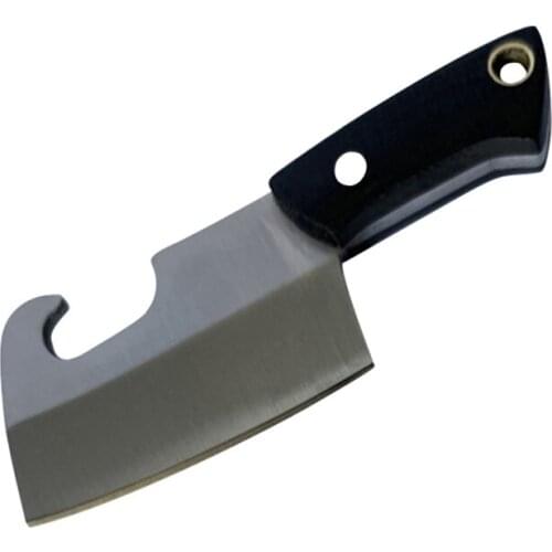 Mini Chopping Steel Pocket Knife Cleaver Style Stainless Tool Wooden Handle Survival Keychain EDC Knife Pendant Accessories