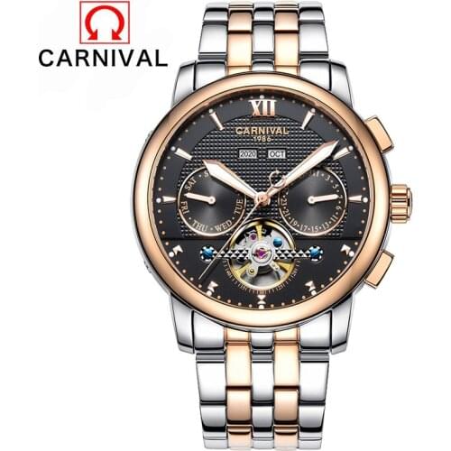 2017 Luxury Brand Year month week function Men Full Stainless Steel Business Watches Tourbillon mechanical Clock Men Wrist Watch