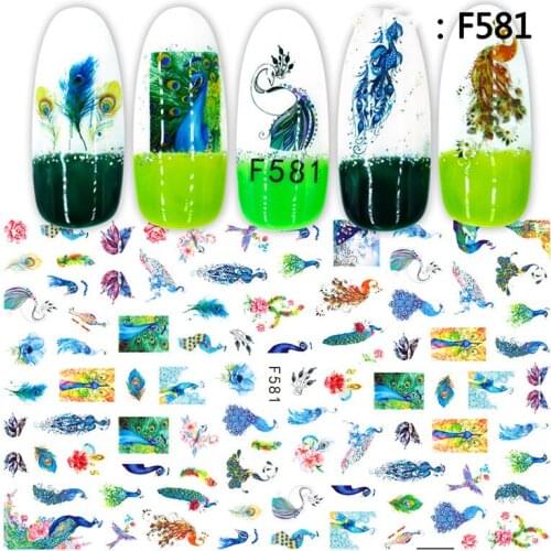 3D Nail Sticker Spring Autumn Self-Adhesive Glue Stickers Rose Flower Peacock Bird Stickers for Manicure Nail Art Decoration