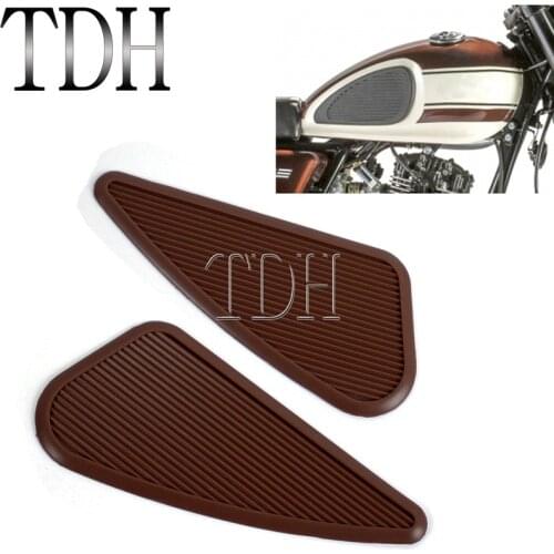 2Pcs Motorcycle Tank Knee Pad Cafe Racer Side Panel Fuel Tank Traction Pad Sticker Protector for Harley Chopper Bobber Triumph
