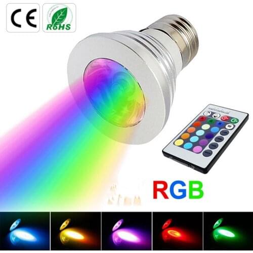 New 220V /110V RGB Bulb lamp RGB LED Bulb E27 GU10 3W LED Lamp Light Led Spotlight Spot light 16 Color Change Dimmable Lamp