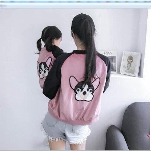 Family matching outfits mother daughter dress cartoon dog jacket cartoon dog mother son baby clothes kids boys girls coat
