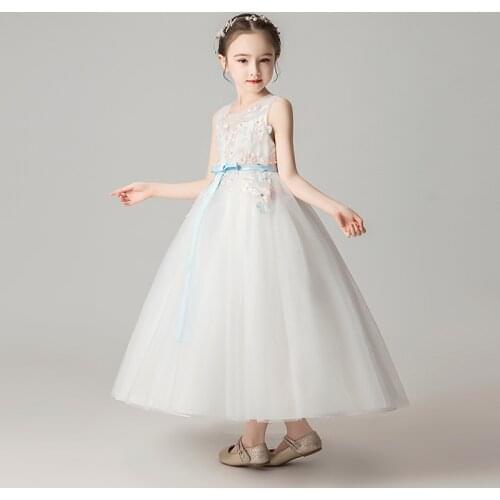 Flower girl Princess wedding party dinner party Lace Embroidery Dress Girl Birthday Party Eucharist formal ball new year dress