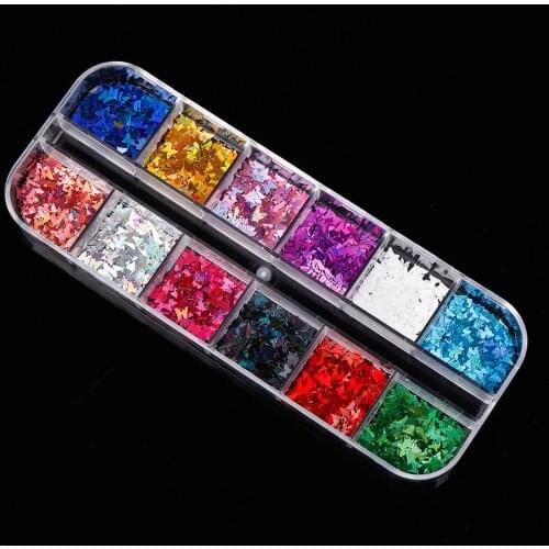 DIY Crafts Nail Colorful Butterfly Flakes Nails Kits Art Decals Glitter