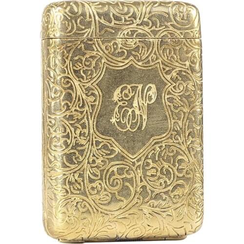 Portable Cigarette Case Metal Brass Holder Storage Box Hold 14 for Men Women
