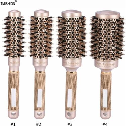 Professional Salon Styling Tools Round Hair Comb Hairdressing Curling Hair Brushes Comb Ceramic Iron Barrel Comb
