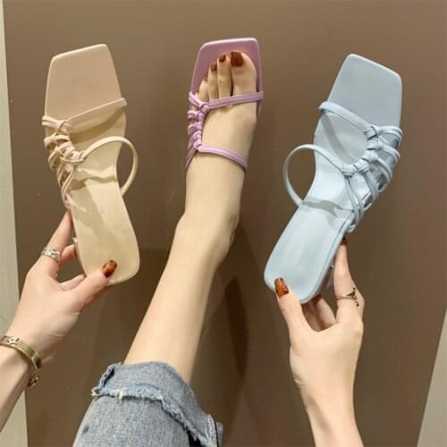 Women Slippers Sexy High Heels Outdoor Slides Women Summer Shoes Sandals Heels Female Square Toe Slipper Designer Brand Slippers