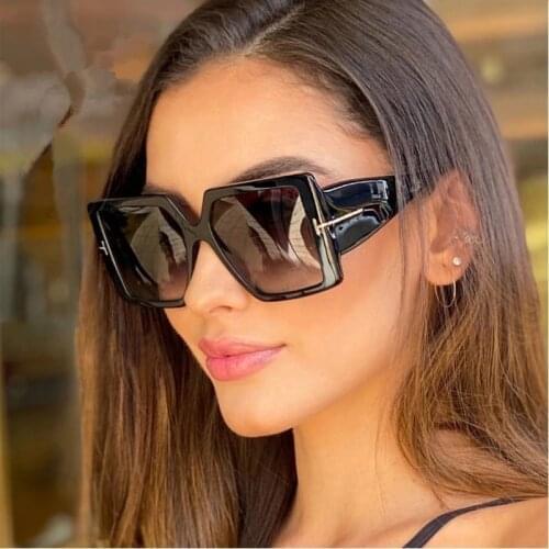 Tom tf logo sunglasses women men 2021 brand designer big square shades for women oversized fashion sun glasses oculos de sol