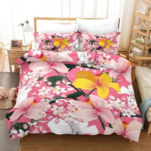 Modern Foliage Floral Print Bedding Cover Fresh Pastoral Style Down Bed Cover Pillowcase Single Double Queen King Bedding