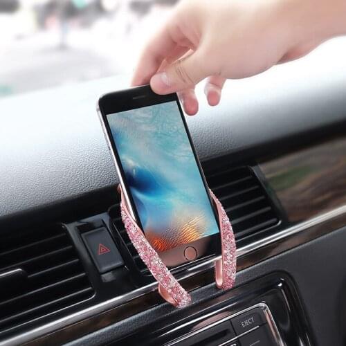 Universal Bling Rhinestone Car Phone Holder Crystal Air Vent Phone Stand Mount For Cell Phone GPS Interior Auto Accessories