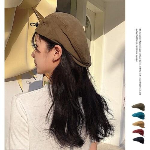 MueRaa Korean Style Cotton Spring Autumn Retro Women Girls Berets Caps Plain Caps Fashion Vintage Adjustable Sun Hats Visors