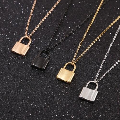 Four color Y Necklace Lock Pendant Simple Cute Necklaces Long Multilayer Chain Fashion Jewelry Women Girls Gift for Her